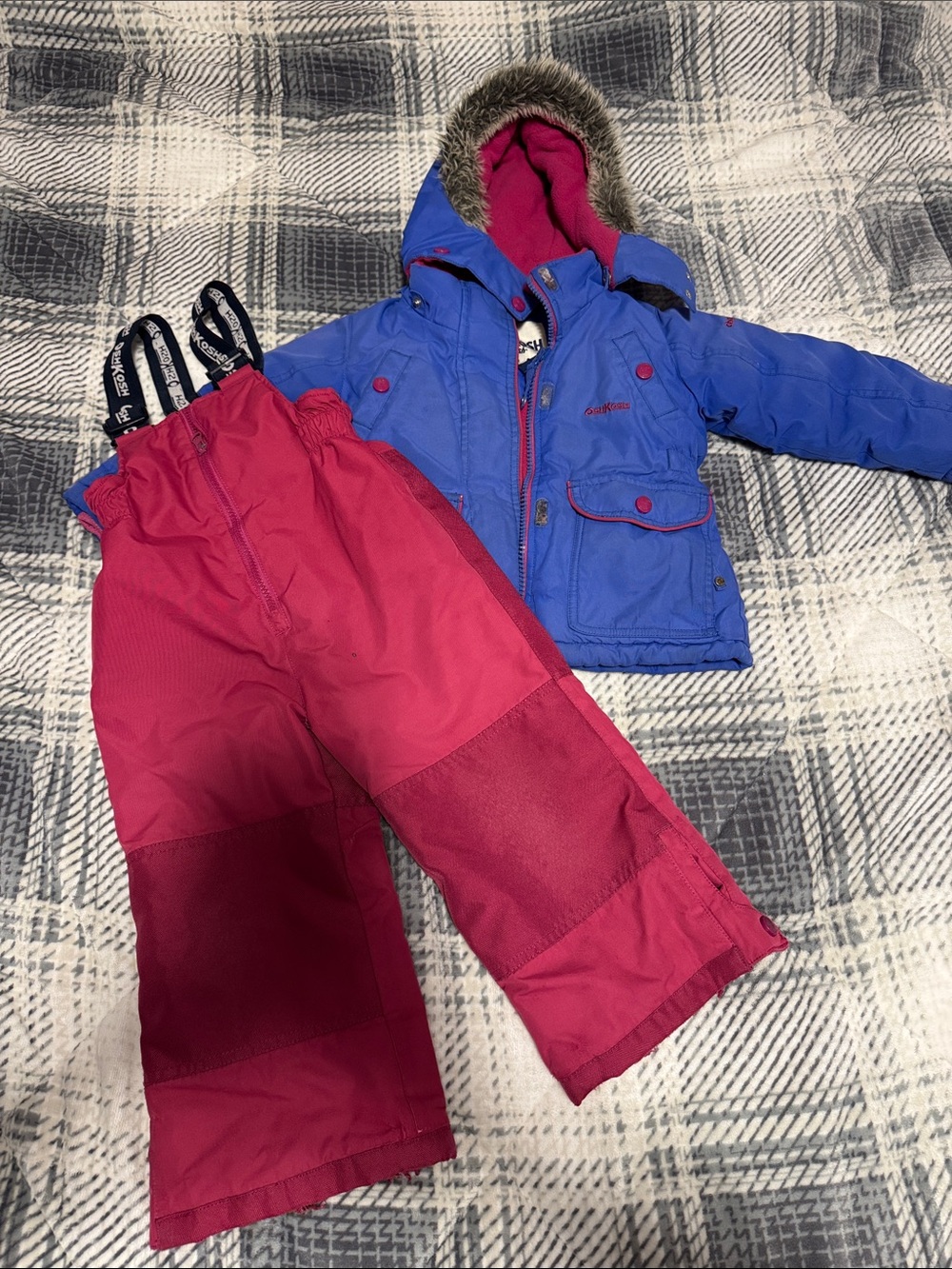 Blue & Pink Kids Winter Jacket and Snow Pants Set